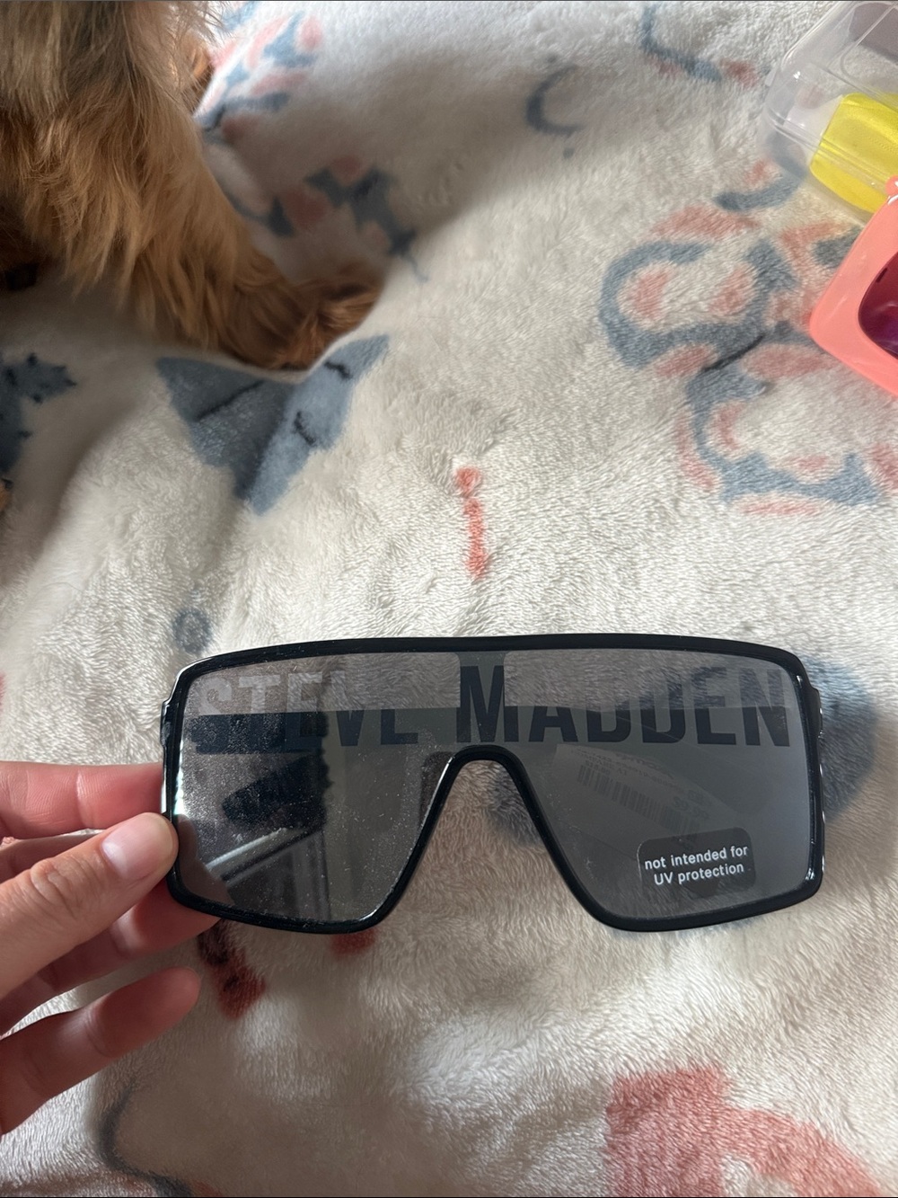 Steve Madden Black Shield Sunglasses with Logo